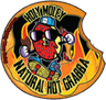 Holy Moley label: the Holy Moley character on a skateboard beneath orange flame lettering